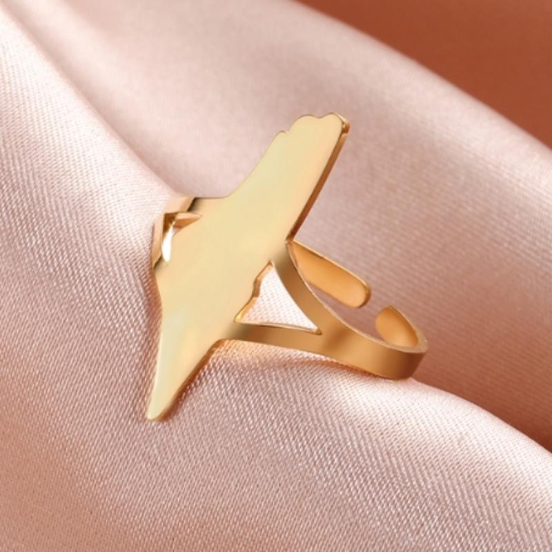 LIKGREAT Hollow Palestine Map Adjustable Finger Ring Stainless Steel Arabic Calligraphy Jewelry for Women Men Birthday Gift