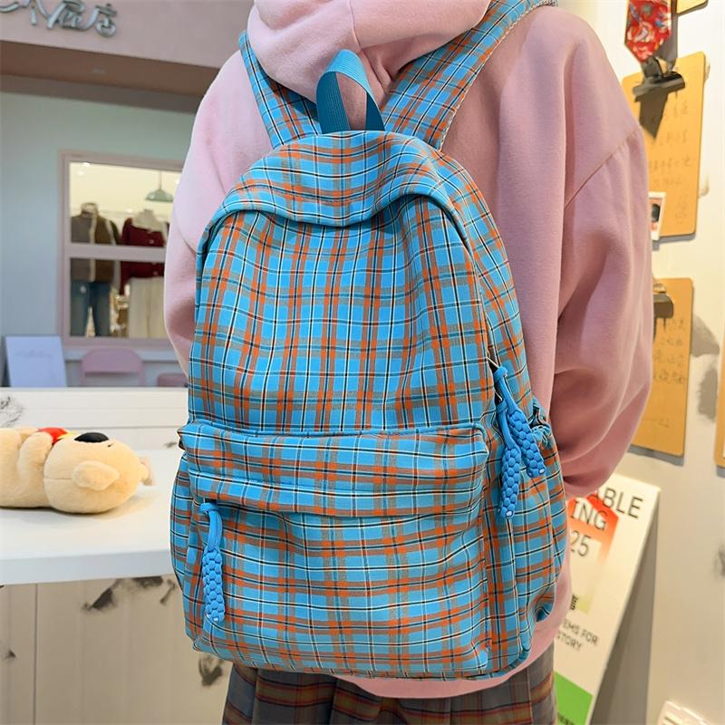 Plaid Student Schoolbag Women's Lightweight Large Capacity Backpack