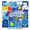 50 Blue Smiley Face Doodle Personality Cartoon Cute Guka Decorative Mobile Phone Case Suitcase Sticker Waterproof