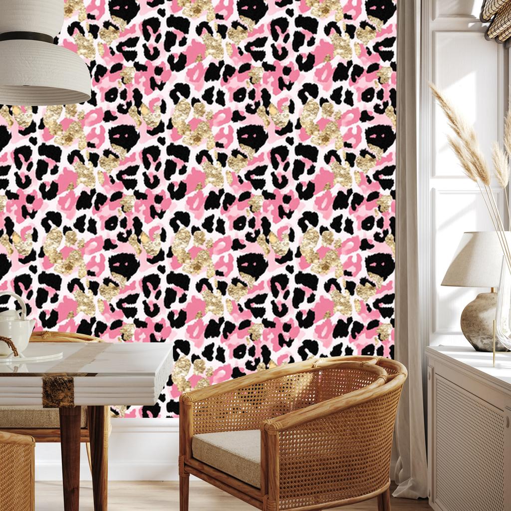Pink glitter leather wallpaper powder pink, black and white 50x1000
