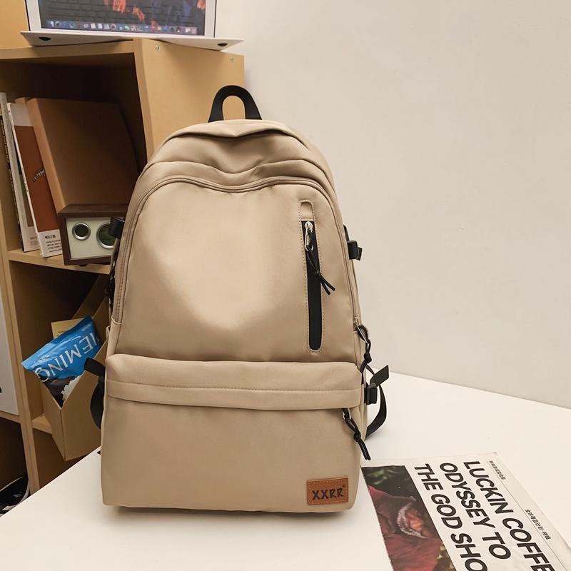 Male Solid Color Backpack Female Large Capacity Student Schoolbag