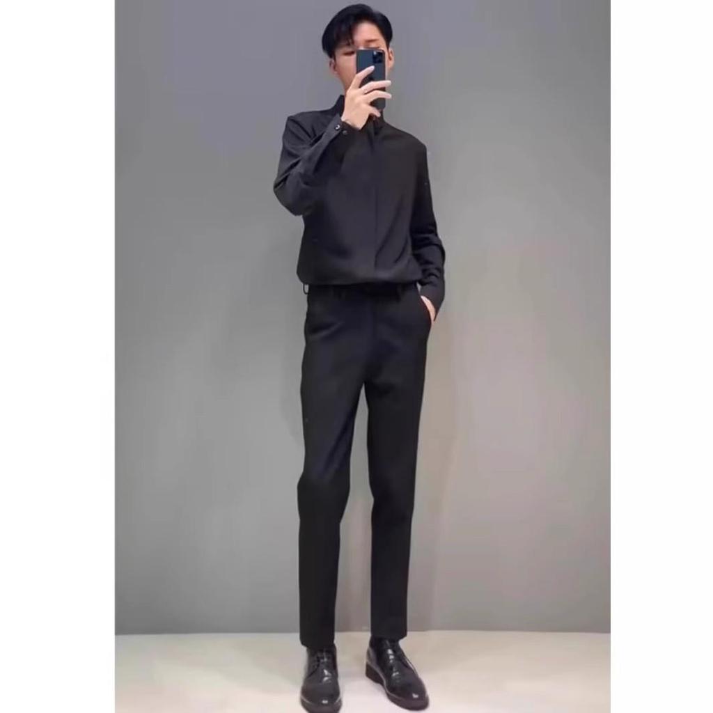 2025 Spring-Autumn Men's Slim Non-Iron Korean Style Long-Sleeve Business Shirt
