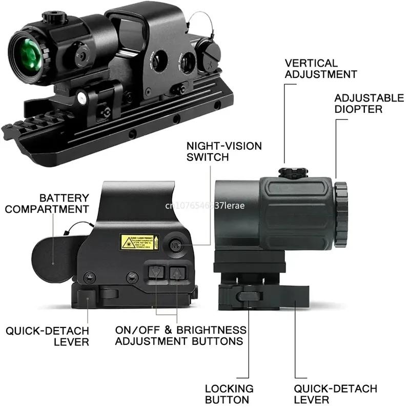 Eotech Holografisches Kollimator 558 Rotpunktvisier G43/G33/G45 3X 5X Vergrößerer Airsoft Jagdausrüstung mit 20mm Schienenmontagen & QD-Hebel