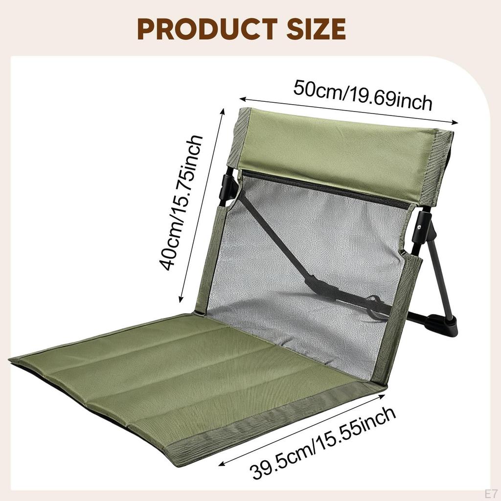 Camping Chair with Backrest Camp Seat Beach Cushion Lounge Foldable for Park Barbecue