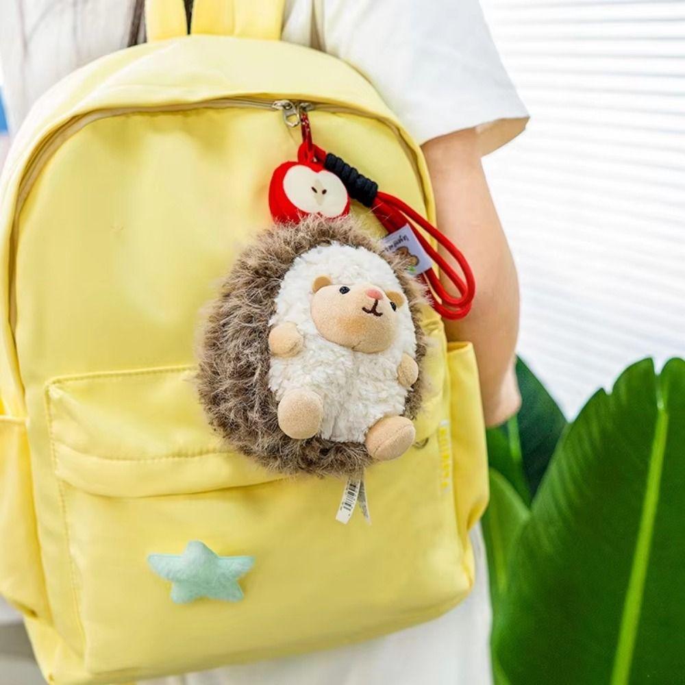 Adorable Little Hedgehog Keychain Stuffed Doll Cute Hedgehog Plush Keyring  Backpack Decorations