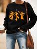 European Halloween Witch Sisters Funny Print Long Sleeve Sweatshirt for Women