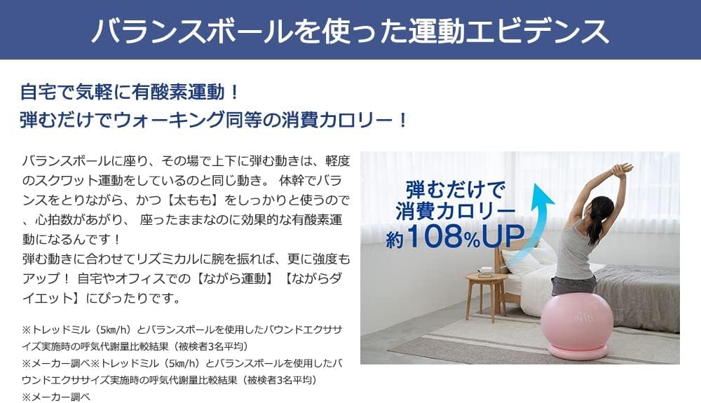 RE Balance Ball, 55cm, Suitable for Heights 150-170cm, 300kg Capacity (Includes Fixed Ring and Pump), Core Exercise, Chair Alternative, 1-Year Warrant