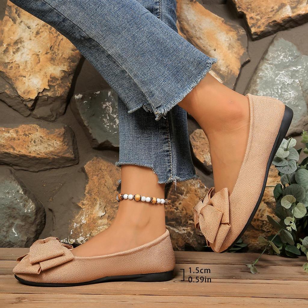 Plus Size Lightweight Women's Driving Shoes - 2026 Spring/Autumn Bow Flats