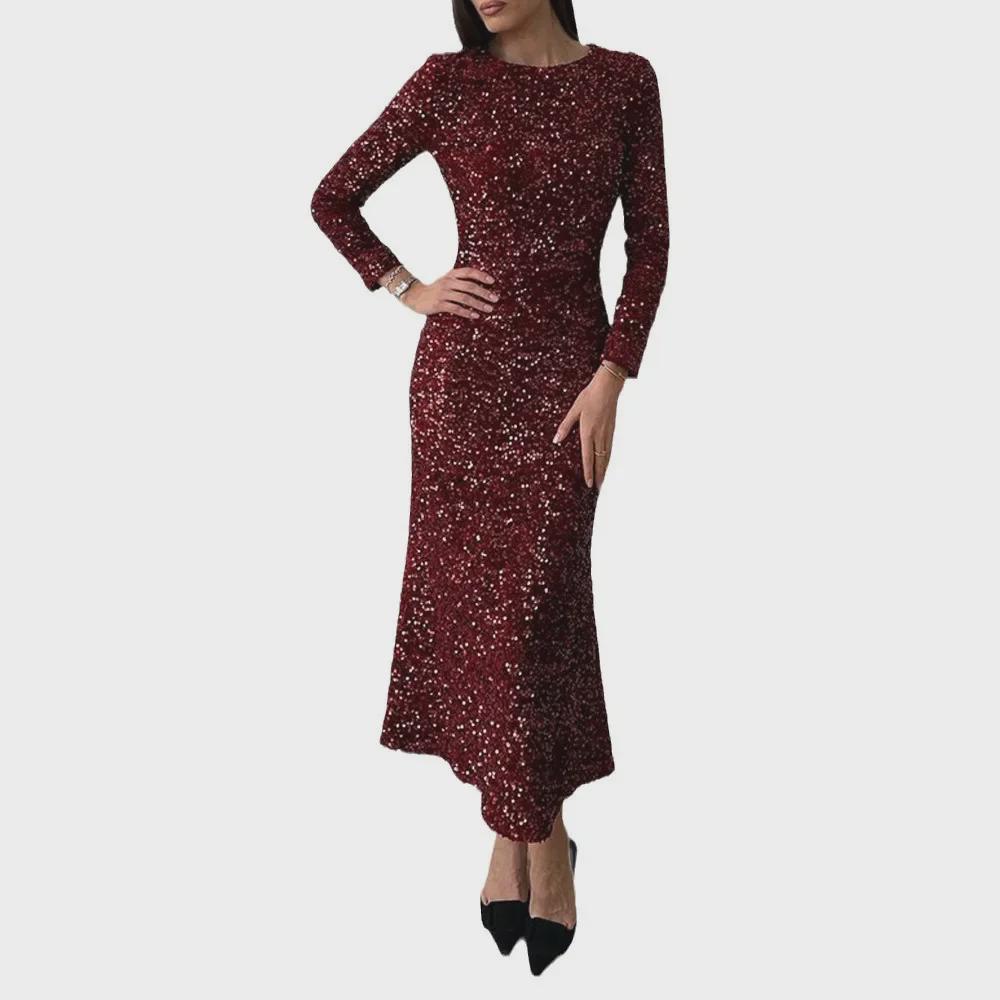 "2024 Spring/Summer Sexy Slim Velvet Sequin Dress"
