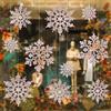 36 Pcs Christmas Snowflake Ornaments Glittered Snowflake Hanging Decoration for Christmas Indoor Winter Wonderland Decor