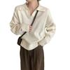 Simple Polo Neck Sweater Women's Autumn and Winter New Lazy Style Casual Temperament Solid Color Lapel Loose Knitted Sweater