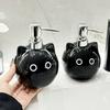 480Ml Ceramic Soap Dispenser Black Cat Design Lead-Free Soap Holder Cartoon Animal