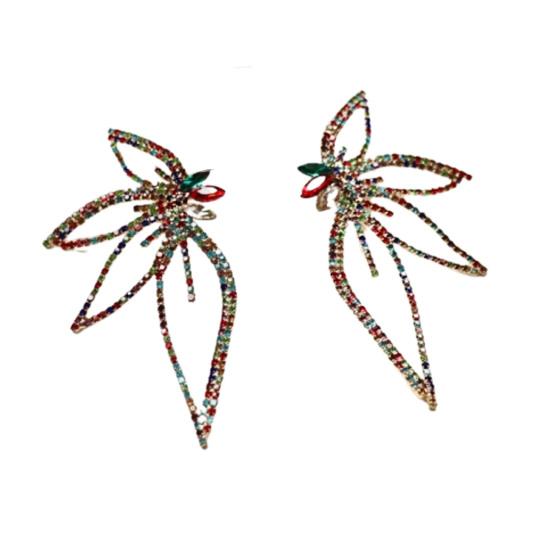 1 Pair Shining Rhinestones Piercing Stud Earrings Exaggerated Flower Shape Lady Earrings Jewelry Accessories