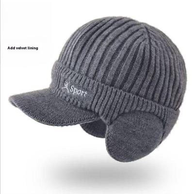 Unisex Mütze mit Schirm für Erwachsene, Winddichte Thermostrickmütze für den Winter, Für Männer und Frauen Mütze Koreanische Stilmütze zum Radfahren und für Outdoor