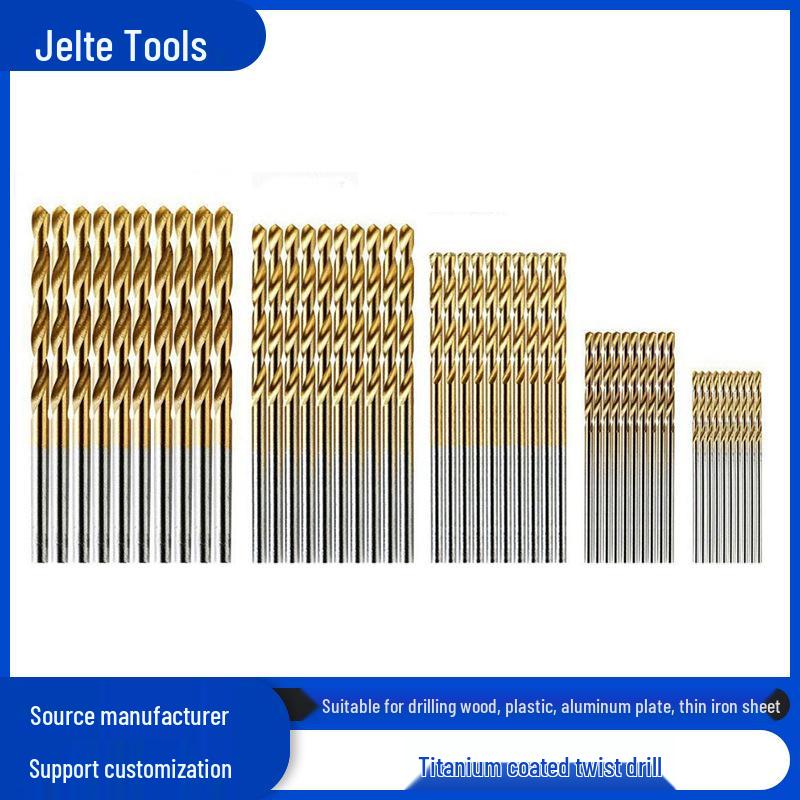 

50-Piece Titanium-Plated Twist Drill Bit Set, 1-3mm, Straight Shank for Electric Drill
