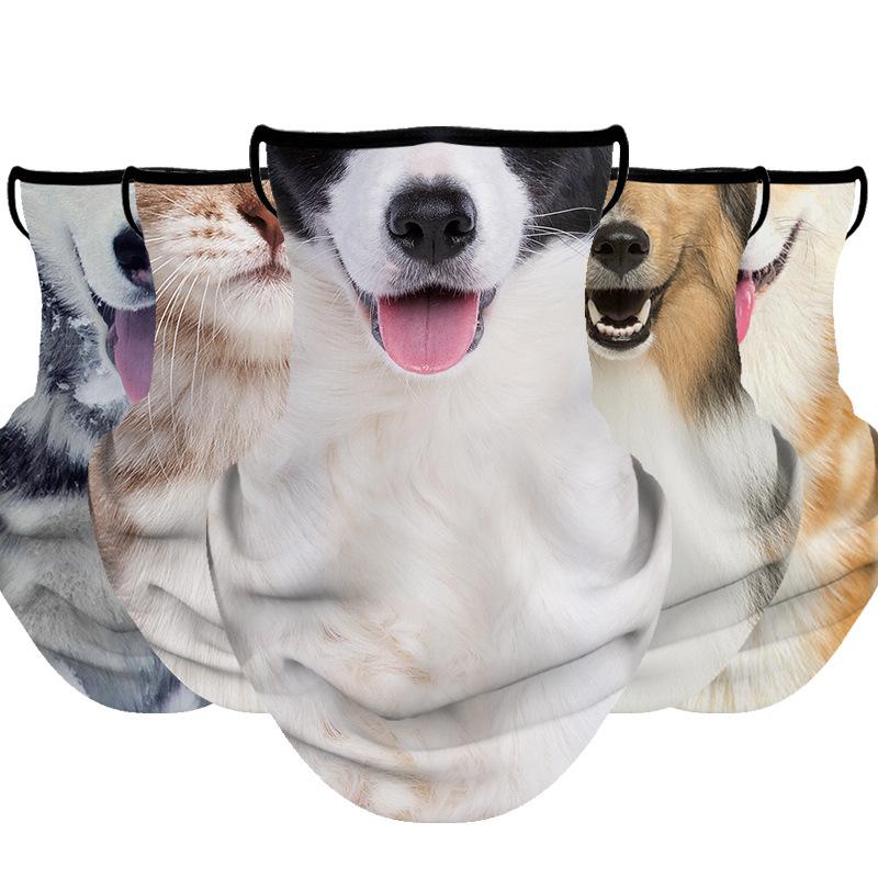 Creative Cat Dog Pattern Outdoor Sport Sunscreen Mask Road Riding Half Face Protective Mask Summer Breathable Ice Silk Face Mask