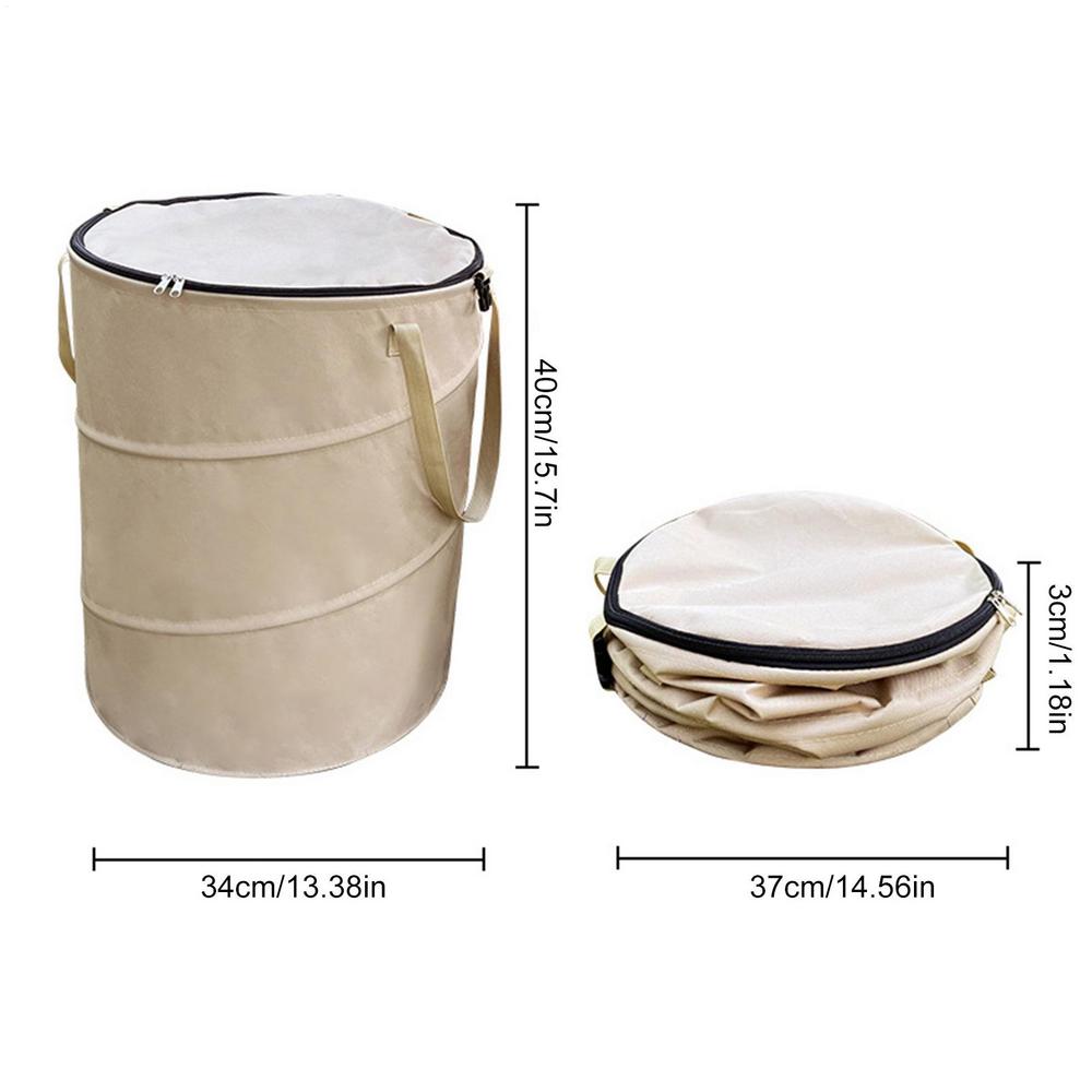 Outdoor Waste Bag Camping Trash Can 37L Portable Collapsibles Garbage Bin Household Large Dirty Clothes Basket Bag with Zipper