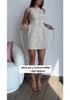 In Stock: 2025 Summer Women's Solid Color Button Tie Waist Short Skirt Dress