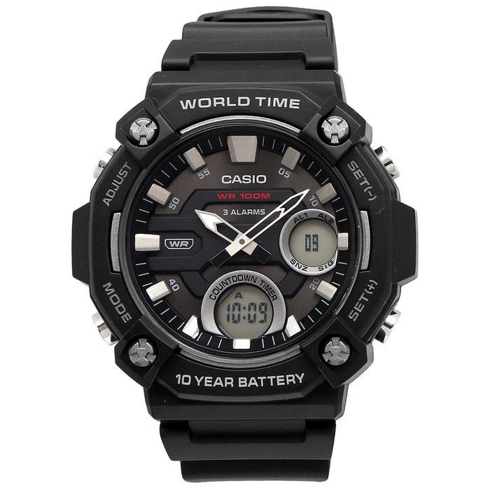 Casio World Time Telememo Quartz Watch AEQ-120W-1AV Men's Black Overseas Model