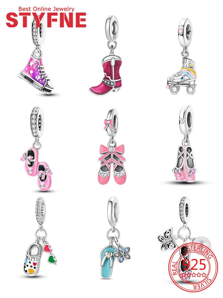 Original Shoes Series Charms Boots Flip-Flops Ballet Shoes Copper Beads Pendant Fit Women Diy Bracelet Making Jewelry Gifts