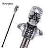 Silver Resin Skull Head Walking Cane Fashion Decorative Steel Stick Gentleman Elegant Cosplay Cane Knob Crosier 92cm
