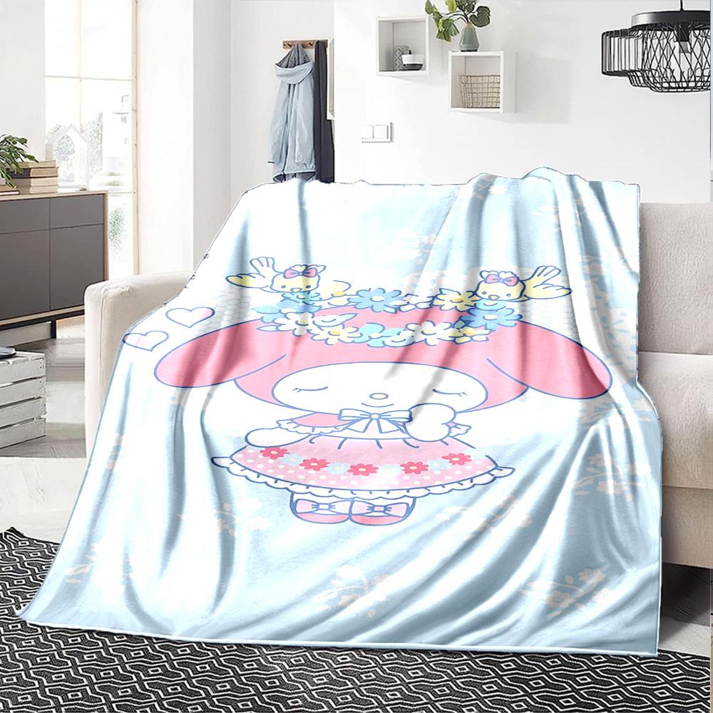 1pc My Melody flower blanket Lightweight Flannel Throw for Sofa Bed Travel Camping Livingroom Office Couch Chair
