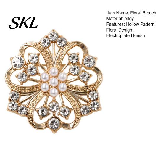 Decorative Flower Brooch Solid Alloy Floral Brooch, Hollow Pattern Lapel Pin with Strong Buckle Design, Electroplating Anti-Oxidation Badge for Coats