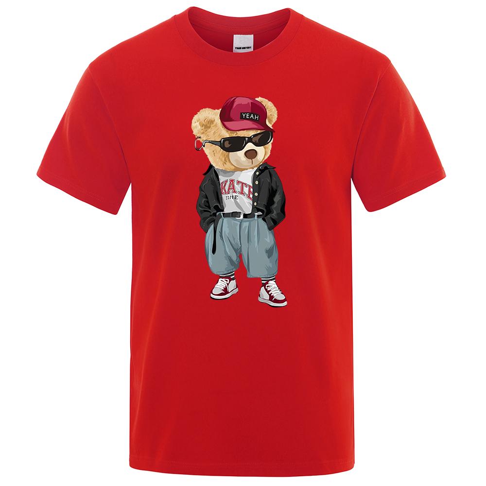 Men 2024 Fashion Ted Bear T Shirt Pure Cotton Tops Tee Funny Men Short Sleeve Crewneck Tees Summer Oversized Female T-Shirts