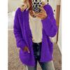 Fall Winter Women's Solid Color Woolen Fleece Warm Casual Cardigan Jacket Plus Size Top