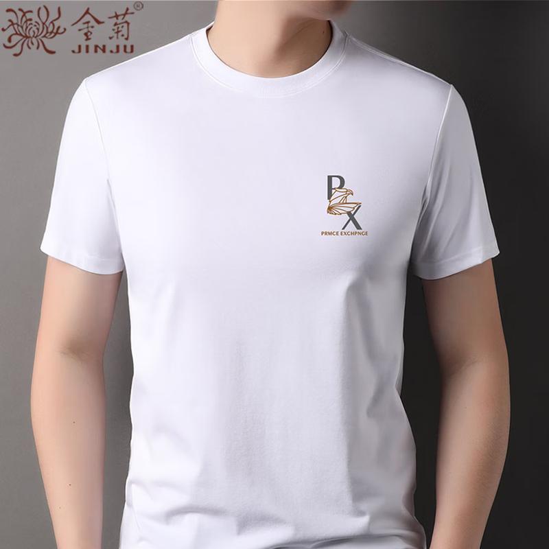 JinJu 2026 Summer Men s Cotton Blend Crew Neck T-Shirt with Simple Print L