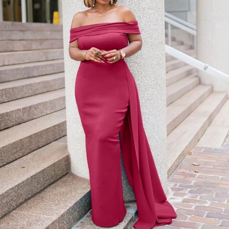 Sexy Strapless Dress Evening European American Long M красный