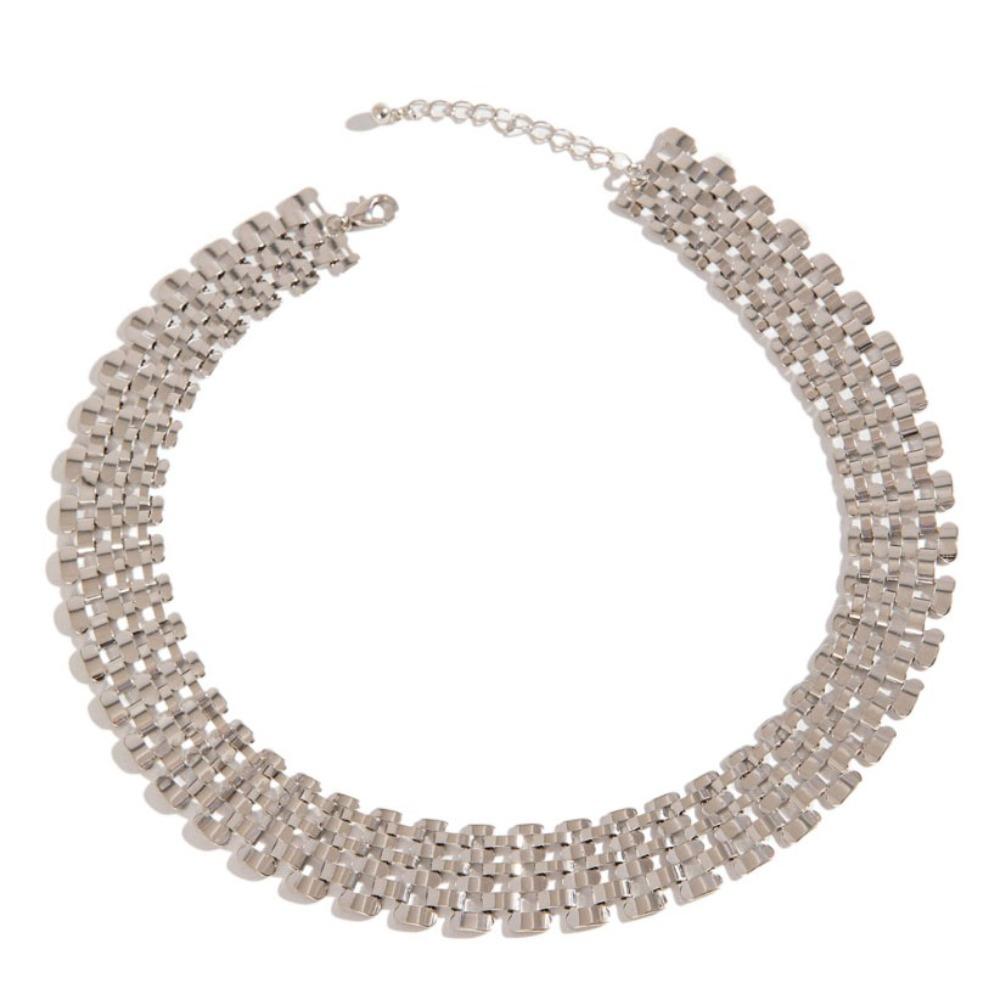 Mesh Design Exaggerated Cuban Chunky Chain Zinc Zinc Alloy Steampunk Choker Cool Hip Hop Necklace  Girls