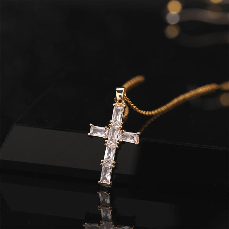 Vintage Punk Zircon Cross Pendant Necklace Stainless Steel Fashion Choker Collar Jewelry Birthday Gifts For Women Girls