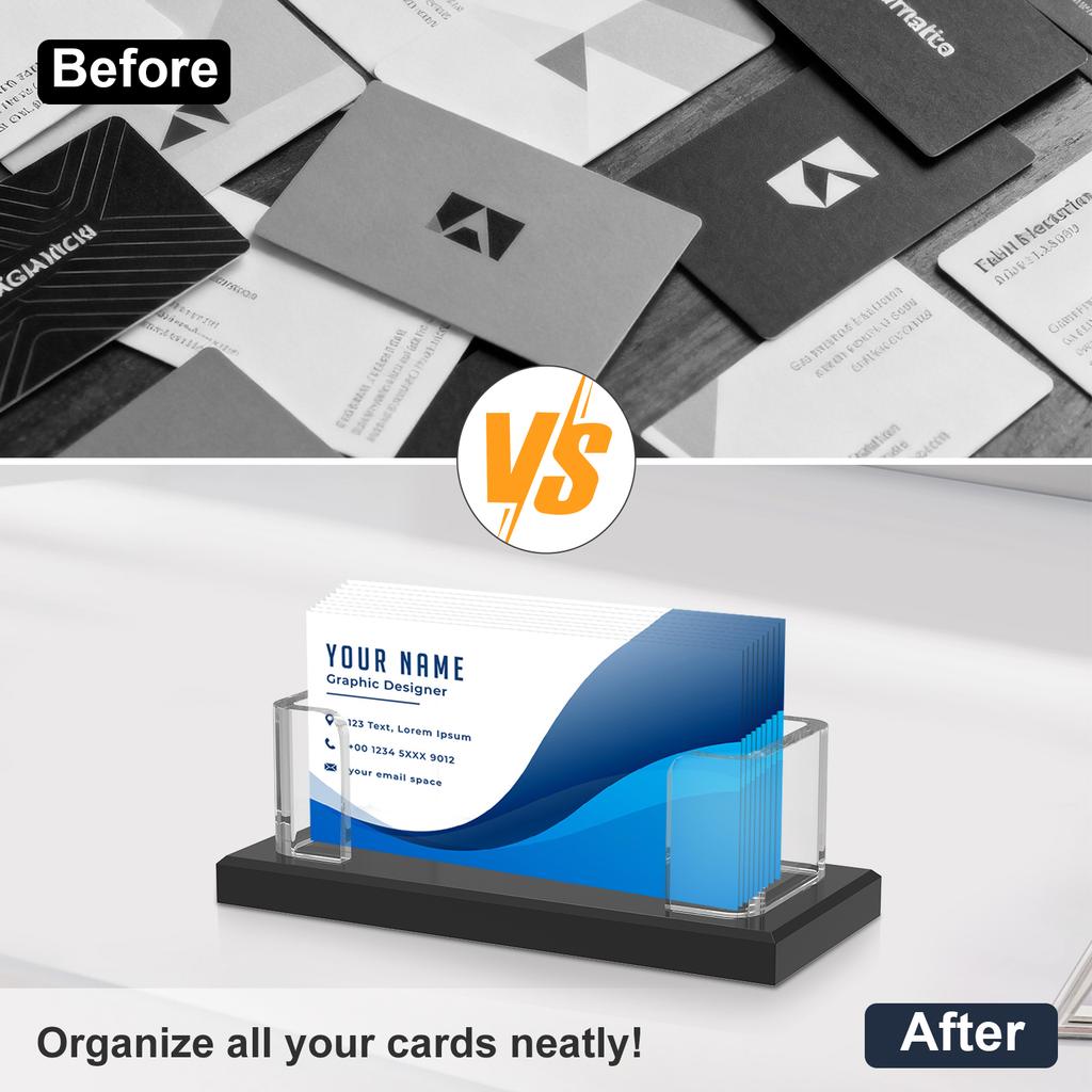 2Pcs Acrylic Business Card Holder Transparent Desk Cards Display Stand Office Flyer Pamphlet Rack Note Trade Shows
