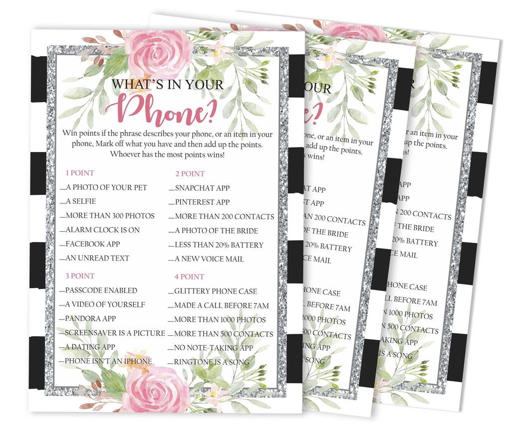 Inkdotpot 50A FloralA BingoA GameA CardsA For Bridal Wedding Shower Bachelorette Party Bulk Blank Square Fill In Gift