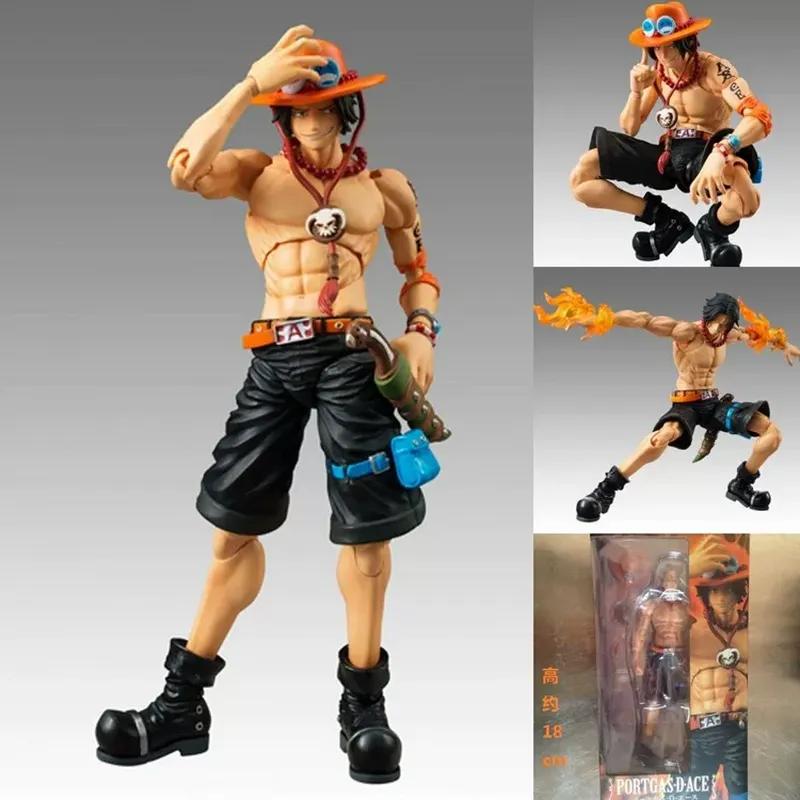 18cm Anime One Piece Mobile Ace Action Figures Joint Mobility Model Ornament Toy Peripheral Gifts Desktop Decoration Collection