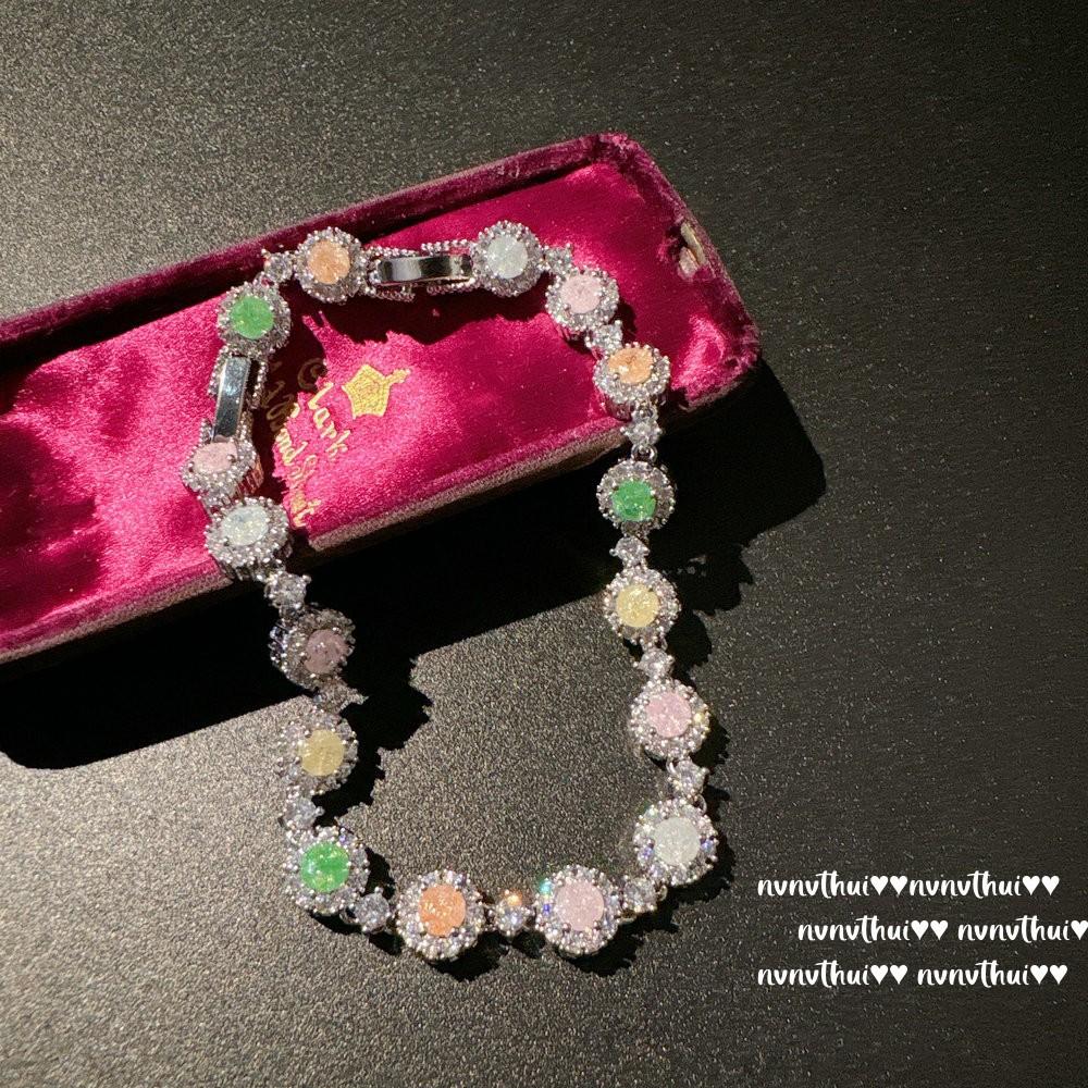 Margaret Rainbow Gem Tassel Necklace, Flower Fairy, 18K Gold Plated, Color Treasure Water Drop Zircon, Bracelet