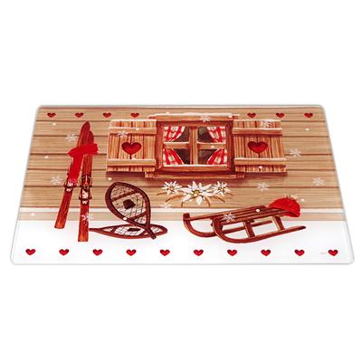[A3200] - Cutting Board / Glass Coaster 'Chalet' Red Brown - 30x20 Cm