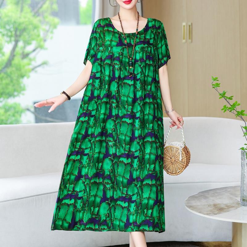 Women's Loose Dresses Elegant Plus Size Short Sleeve Casual Summer Oversize Long Dress Female Vintage Clothes