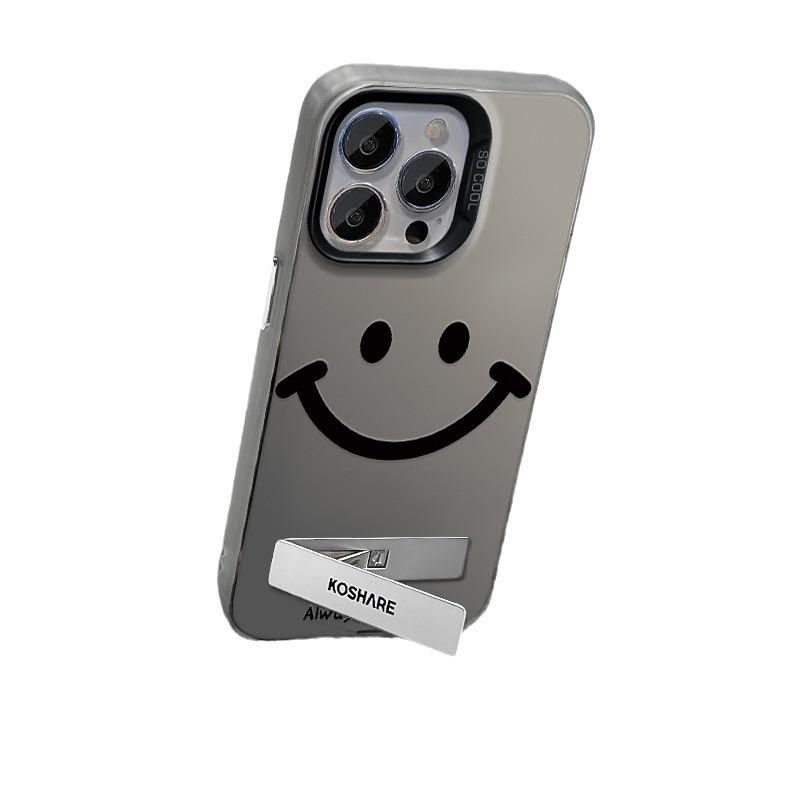 Applicable To Vivox100pro Mobile Phone Case S17/16 Simple Smiley Face Bracket Y78/52s Color Silver Matte IQOO12