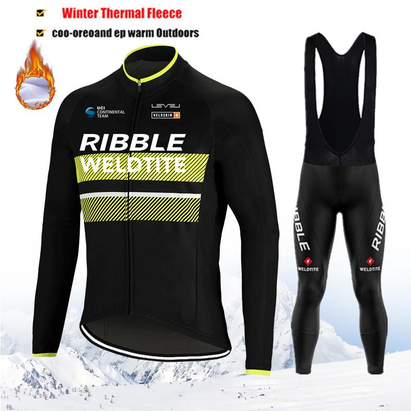 Winter Team Cycling Clothing Thermal Fleece Cycling Clothes Men Jersey Suit Outdoor Riding Bike Ropa Ciclismo MTB Bib Pants Set