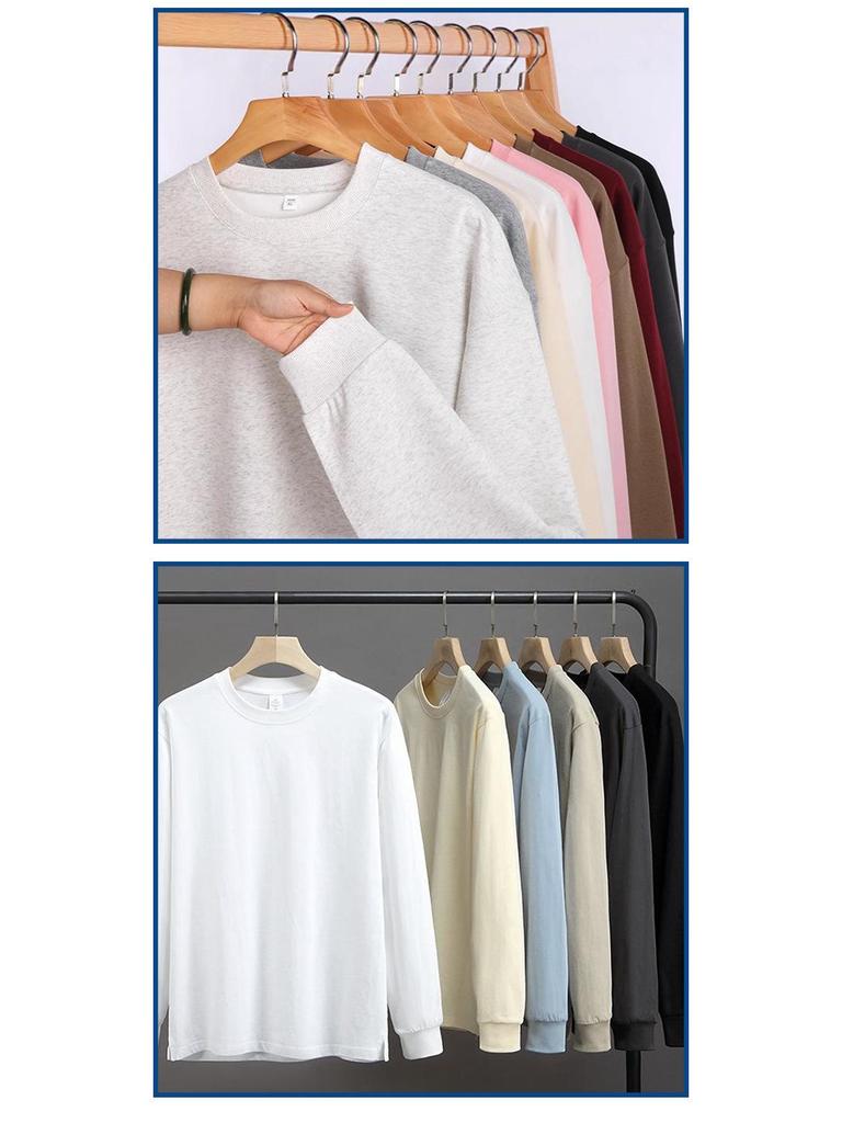 Sweatshirt unisexe en molleton de coton 320g - Léger, Coupe ample, Couleur unie, Manches longues, Col rond pour l'automne/hiver.