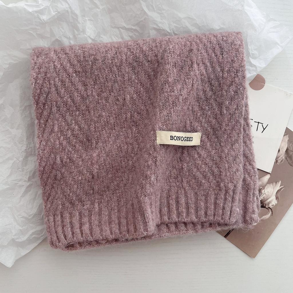 New Korea Styles Wool Knitted Small Scarf Women Winter Warm Scarves Simple Designer Thickened Shawl Soft Pashmina Neck