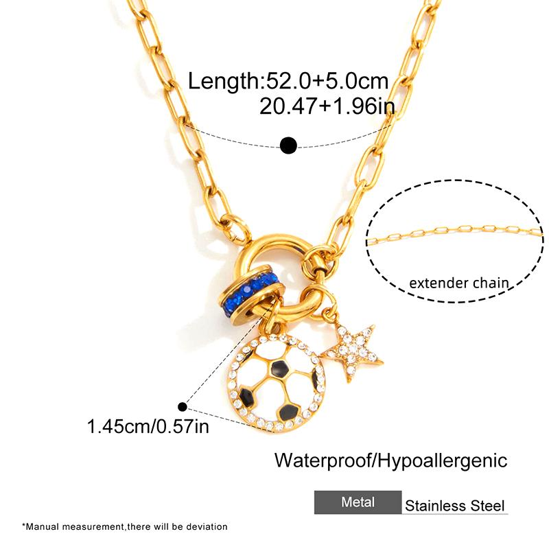 

Classic Oil Drip Crystal Soccer Baseball Tennis Pendant Necklace For Women Gold Plated Stainless Steel Necklace Girls Gift A1