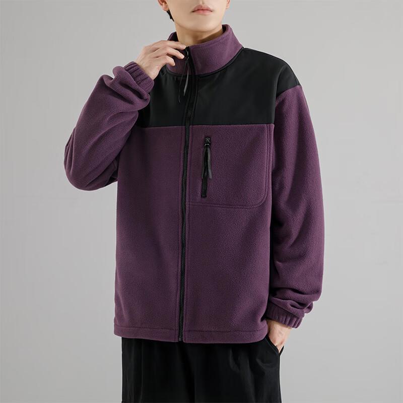 Huili Autumn/Winter American Style Color-Block Fleece Jacket