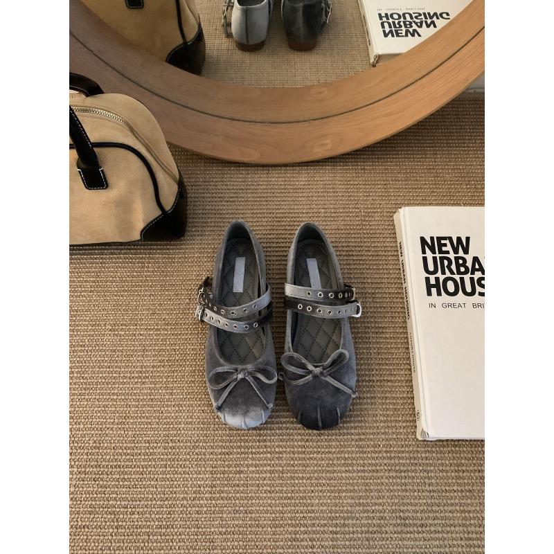 

Soft-soled version~ Gentle gray word with Mary Jane single shoes women s spring and autumn ballet ladyshoes flat-soled grandma shoes 35 серый