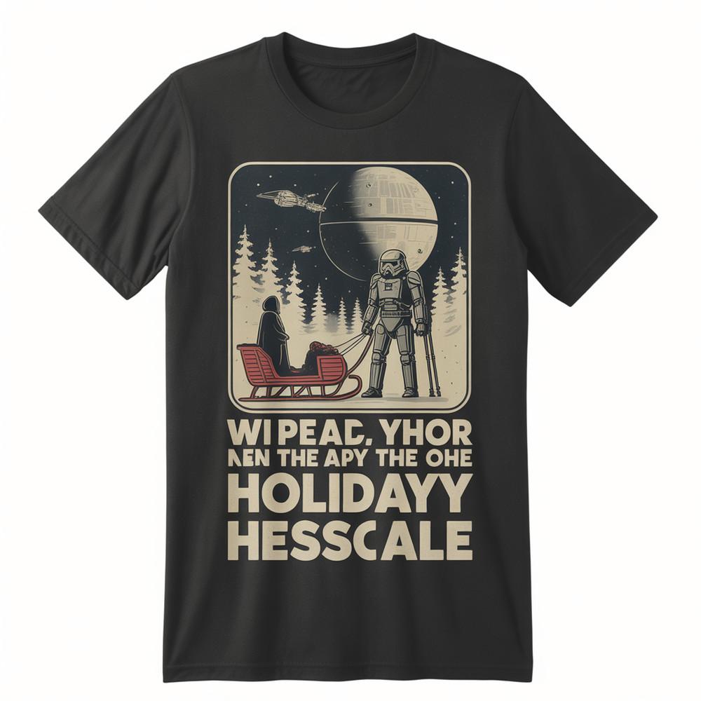 Retro Star Wars Christmas Shirt Santa Darth Vader ATAT Sleigh Ride Galaxy War Unisex T-Shirt XXXXL
