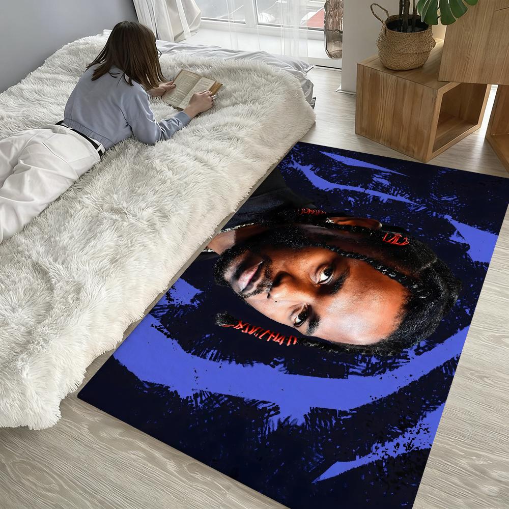 Rapper K-Kendrick Lamar Floor Mat Soft Thickened Absorbent Non-Slip Bedroom Living Room Door Mat Home Decor Flannel Rugs
