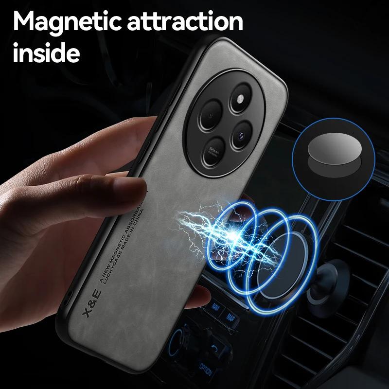 Shockproof Case for Xiaomi Redmi 14C 4G Protective Cover Built-in Magnetic Suction Car Holder Coque Funda Capa
