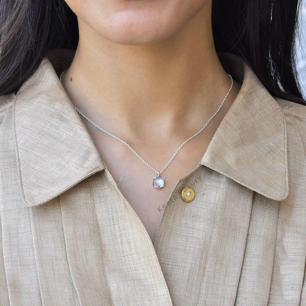 Natural Moonstone Necklace, Dainty Moonstone Handmade Jewelry , June Birthstone Celestial Necklace for Women, Bridesmaid Necklace,